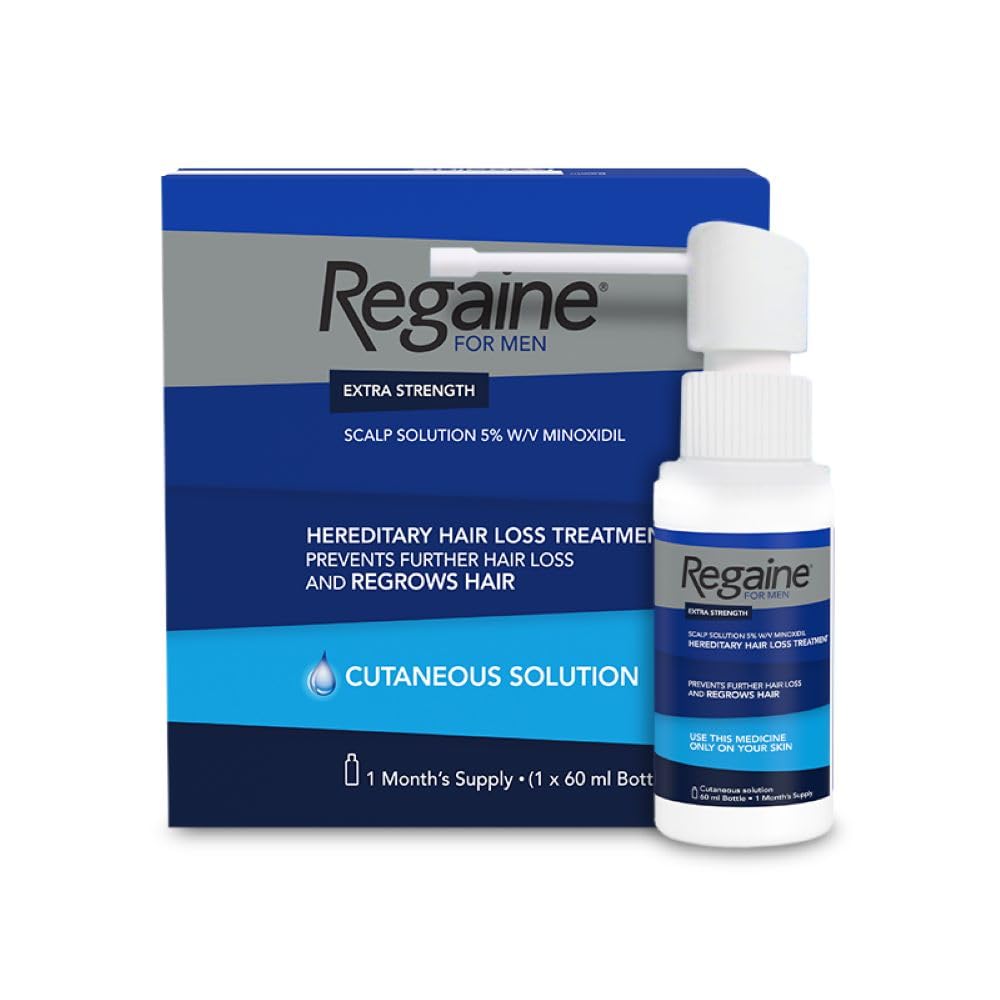 (60ml Pack of 1) Regaine for Men Extra Strength Scalp Solution for Hair Regrowth Male Hair Loss Solution 5 Percent Minoxidil Cutaneous Solution Male Pattern Hair Loss