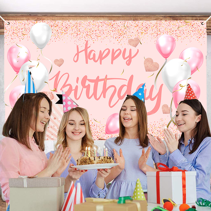 Birthday Decorations Backdrop Happy Birthday Banner Party Supplies Photo Background for Children Men Women