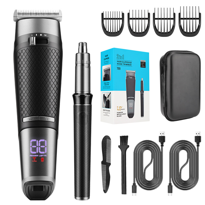 New Professional 2 in 1 Hair Clippers Ears Nose Hair Trimmer Set Mens Grooming Tools