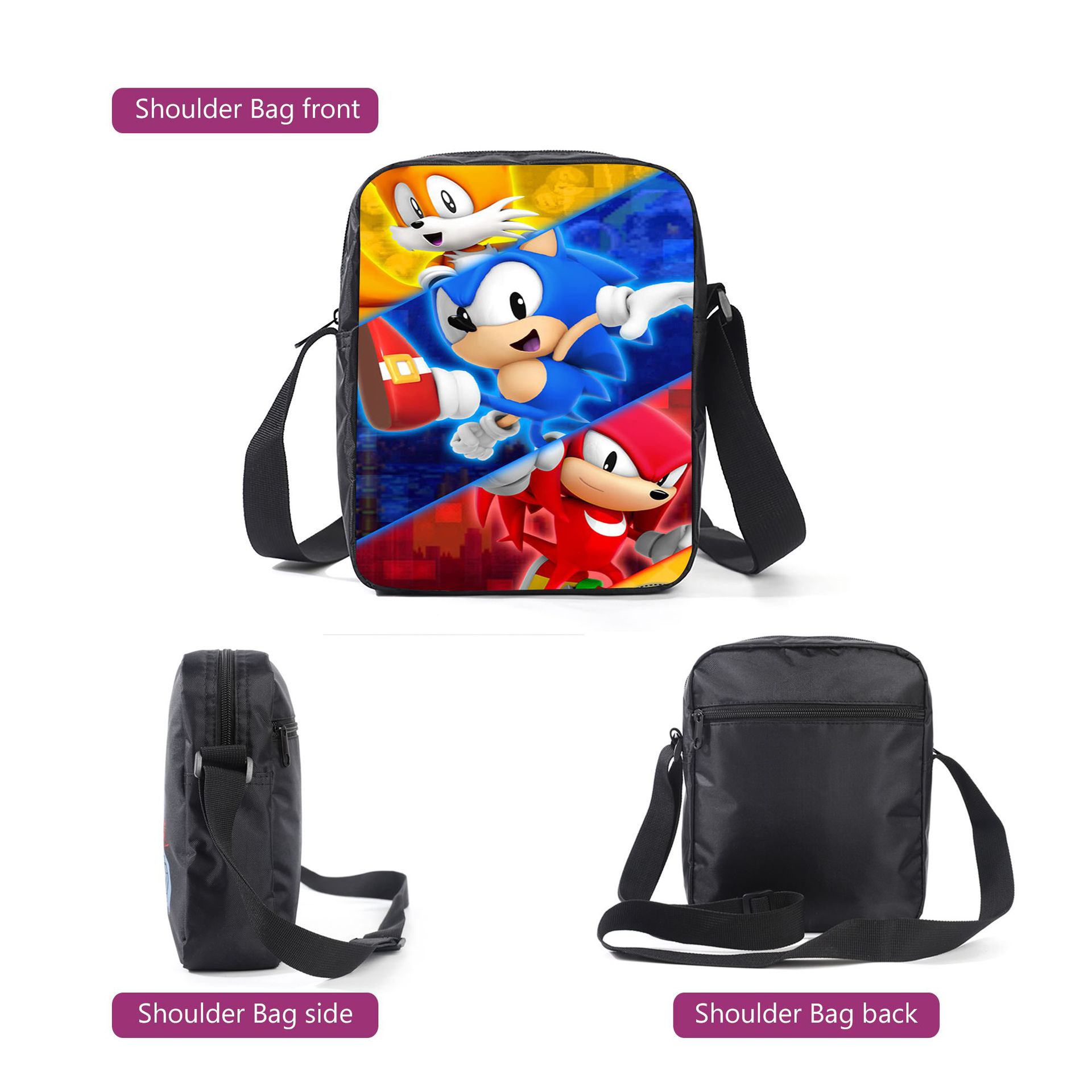 (Style A) Sonic The Hedgehog 3D Printed Childrens School Backpack for Kids Travel Rucksacks Book Bags Kids School Bag