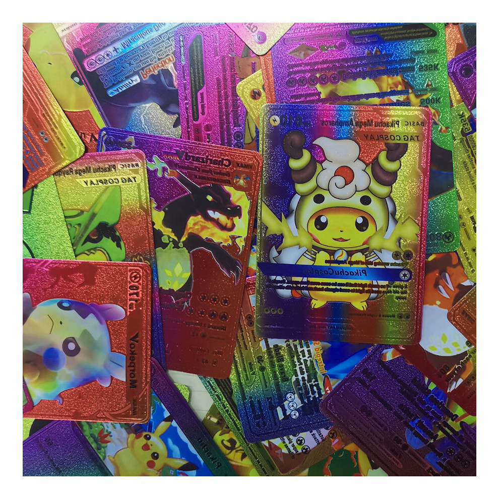 Pokemon Cards 55pcs Metal Colorful Vmax GX Cards Charizard Pikachu Series