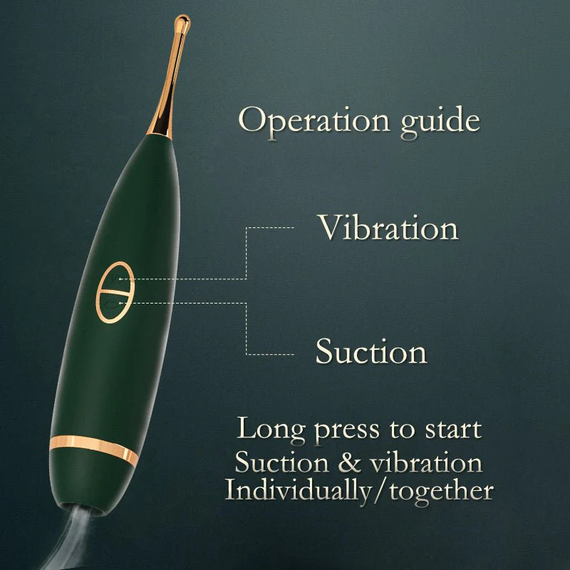 (Green) Orgasm Pen with Sucking Function Sucking Vibration Point Tidal Pen Multi Head Set Female Masturbation Massager Sex Toys G Spot Wand Vibrator