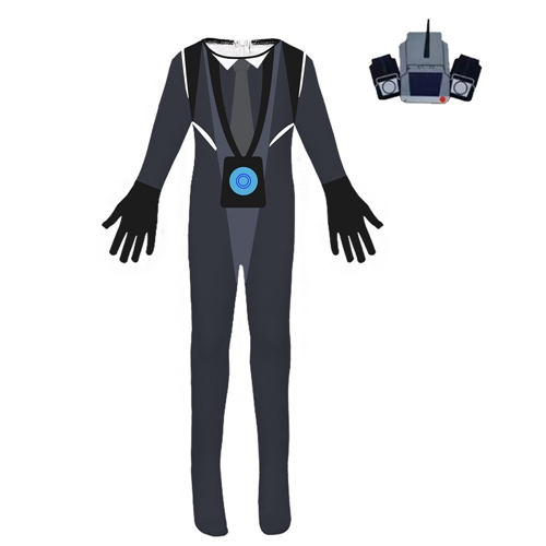 Kids Skibidi Toilet Monitorman Jumpsuit Mask Halloween Party Cosplay Costume Boys Carnival Party Jumpsuit Outfits Outfit Fancy Dress