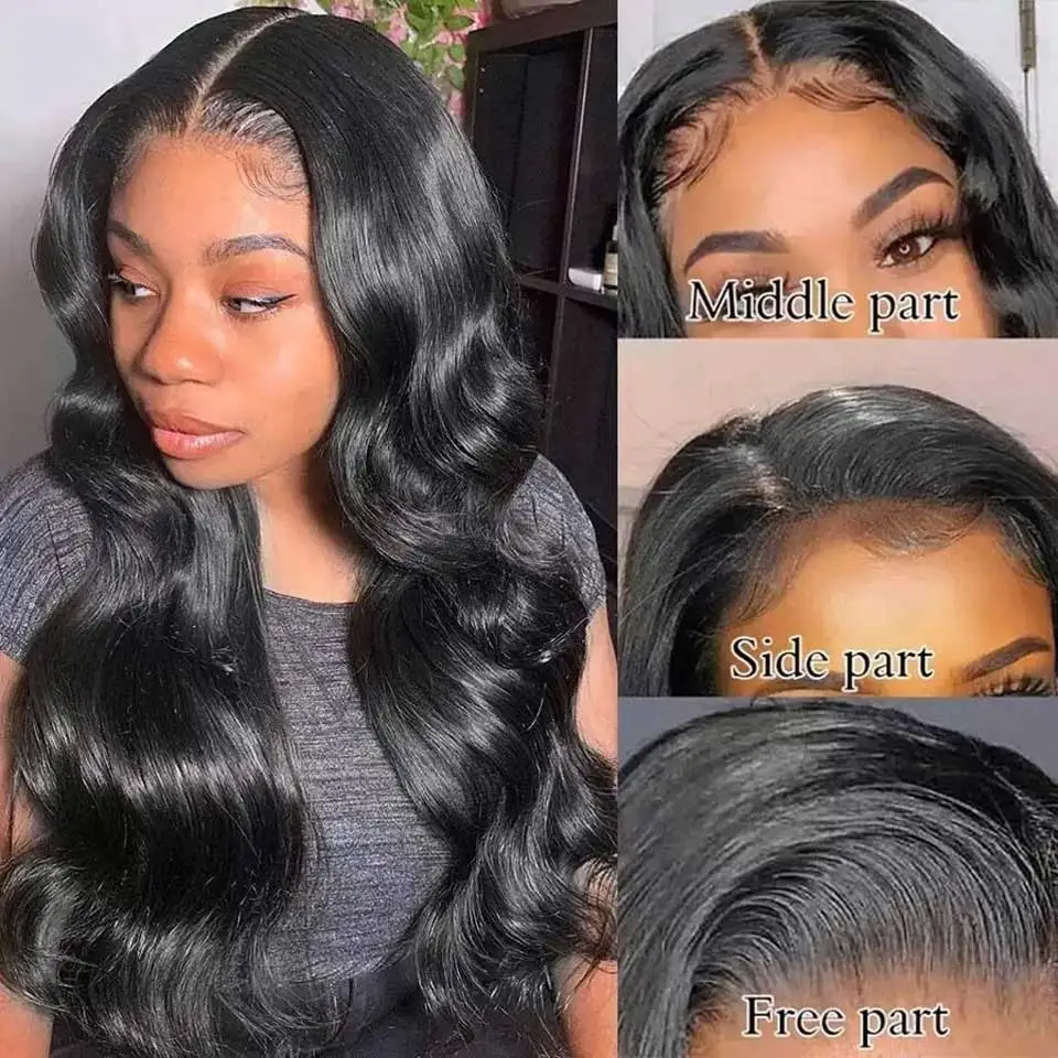(14inches) 36 30 Inch 13x4 HD Transparent Lace Front Human Hair Wigs Brazilian Body Wave Lace Frontal Wig For Women 180 Percent Density Lace Wig