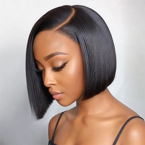 (4x4 8inches) Short BOB Wig T Part Side Part Bob Wigs Lace Frontal Cuticle Aligned Pre Plucked Brazilian Human Hair for Black Women