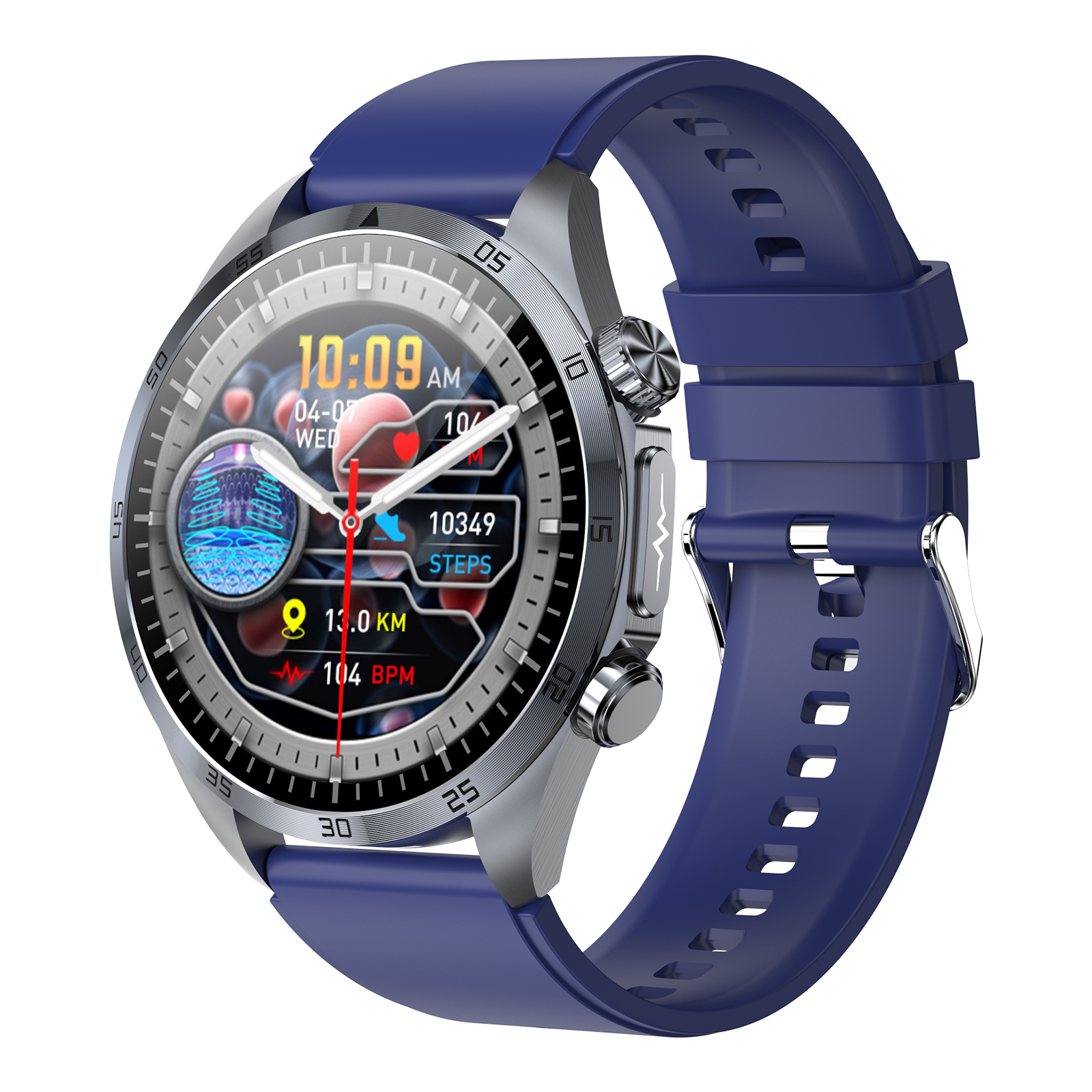 (Black Silicone	) Smart Watch Pulse Therapy Massage CES Sleep Aid ECG Blood Pressure Health Monitoring Bluetooth Call Outdoor Sport Fitness Tracker Men Women Smartwatch
