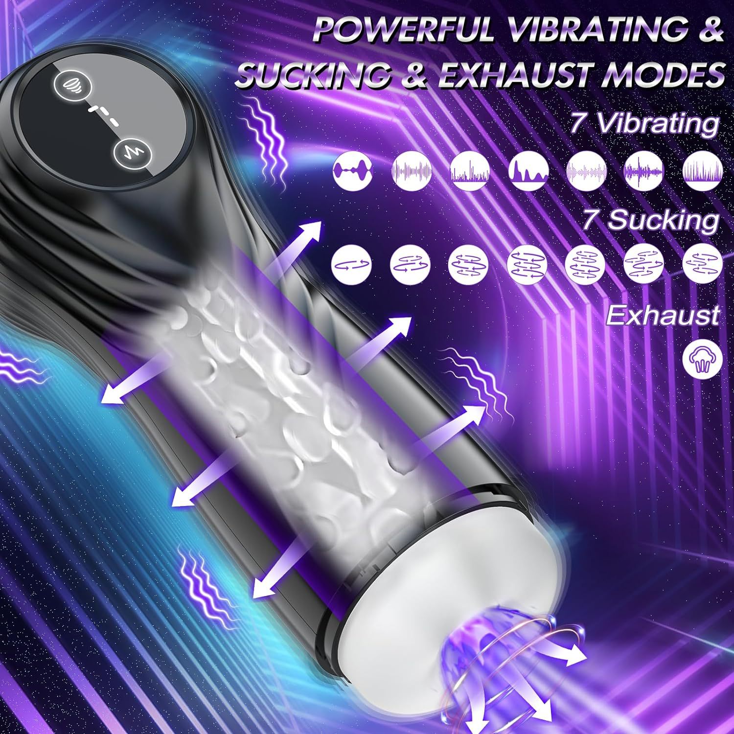 Male Masturbator Sex Toys for Men Automatic Male Masturbator Cup Sucking Vibrating Modes Exhaust Realistic Textured Blowjob Toy Adult Toys Mens Vibrator