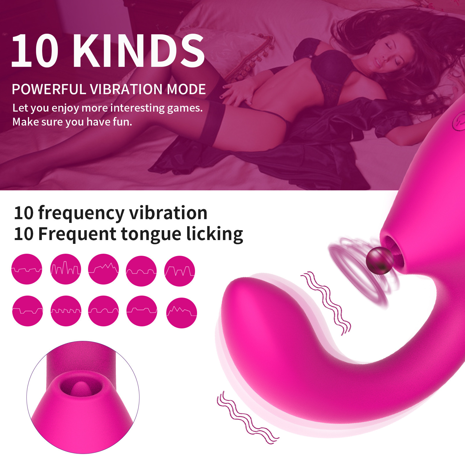 (Rose Red) Sex Toy Sexual Toy Tongue Licking Pulse Dildo Vibrator Oral Sex Suction Nipple Clitoris G Spot Erotic Clitoris Stimulator for Women Adult