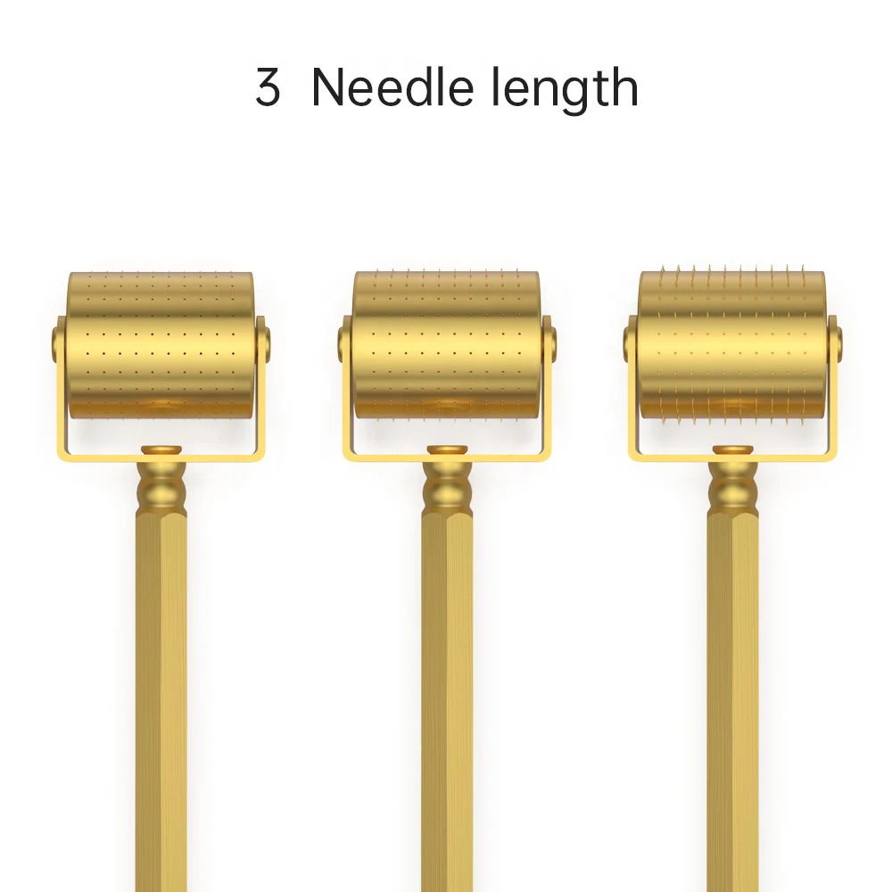 (0.25mm) Microneedle Roller Luxurious 24K Gold Micro Needle Roller DRS 250 Pin Titanium Derma Roller for Facial Skin Care Hair Beard Growth Treatment