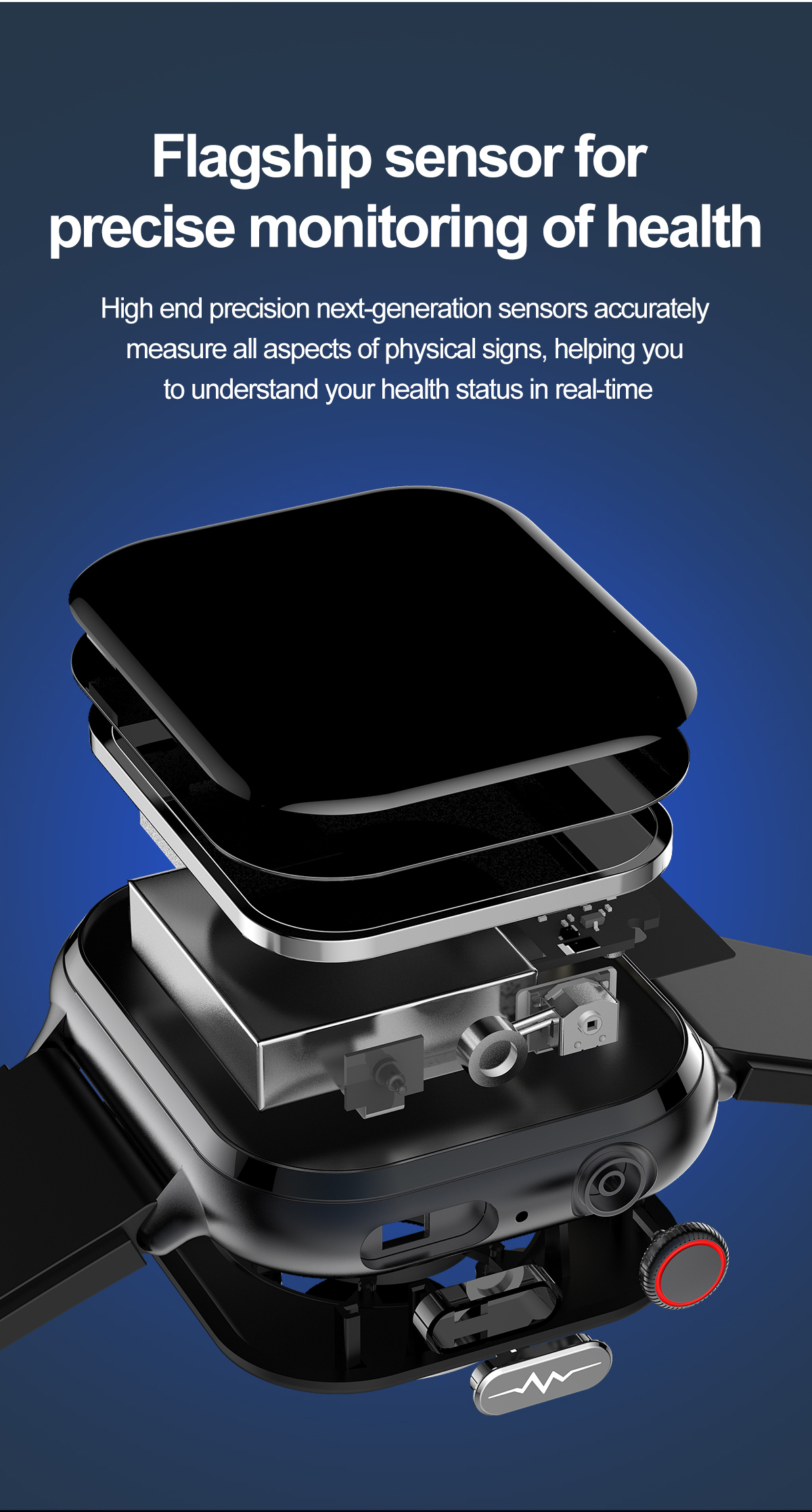 AI Medical Grade Health Smart Watch Man ECG+PPG+HRV Blood Sugar Fat Uric Acid Heart Rate BT Call Smartwatch