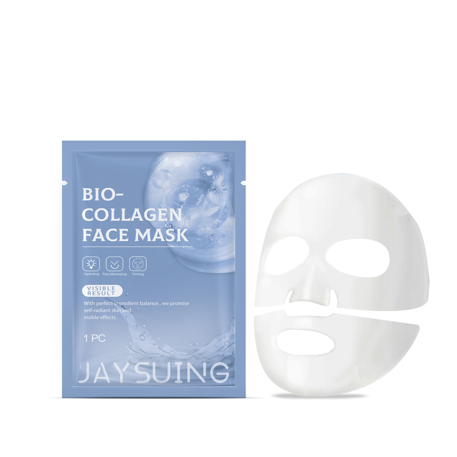 (1 PC) Bio Collagen Face Mask Fades Fine Lines Hydrating Moisturizing Firming Brighten Shrink Pores Rejuvenation Hyaluronic Acid Wrapping Mask Korean