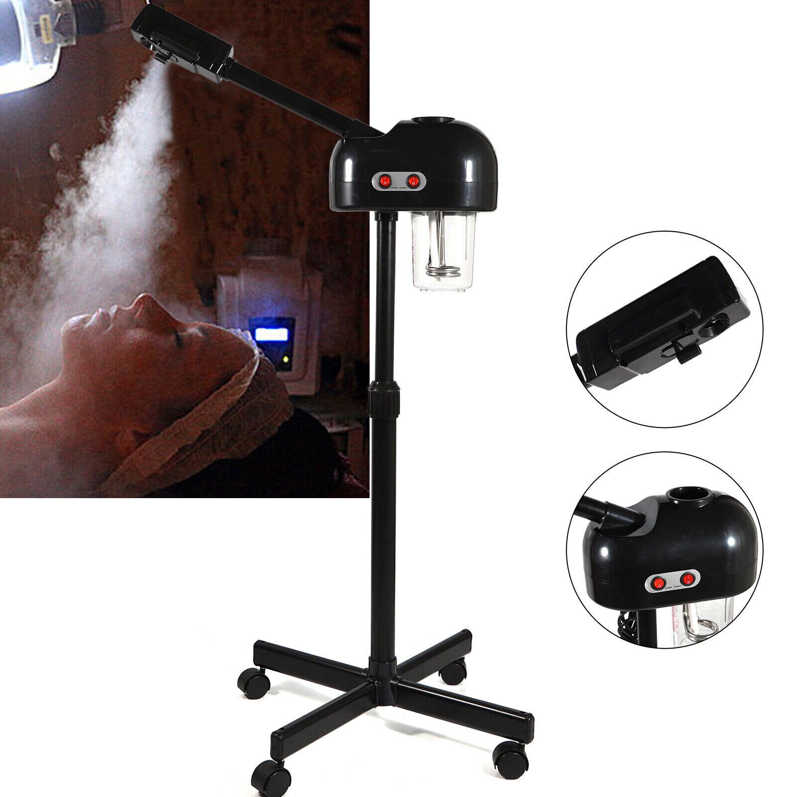 Pro Facial Beauty Steamer Ozone Stand Face Clean Skin Care Spa Salon