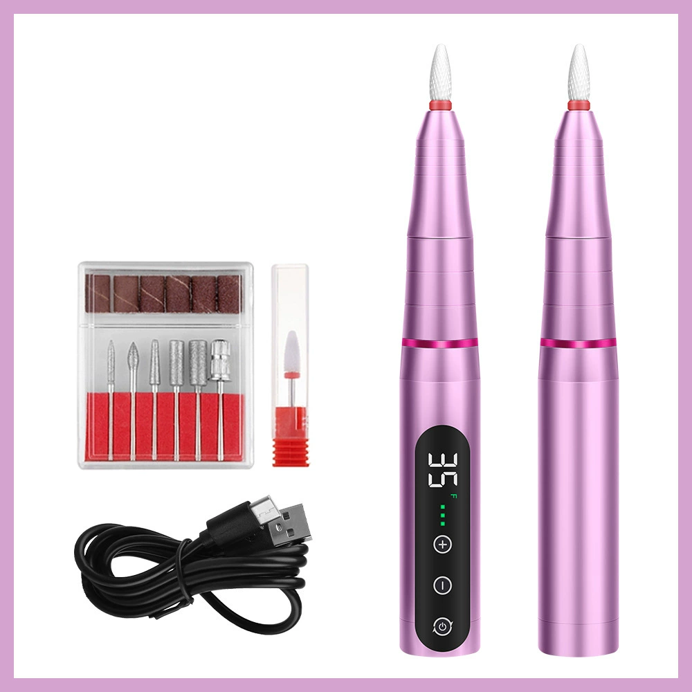 (Grey) Nail Drill Rechargeable Cordless Nail Drill Machine File for Acrylic Gel Nails