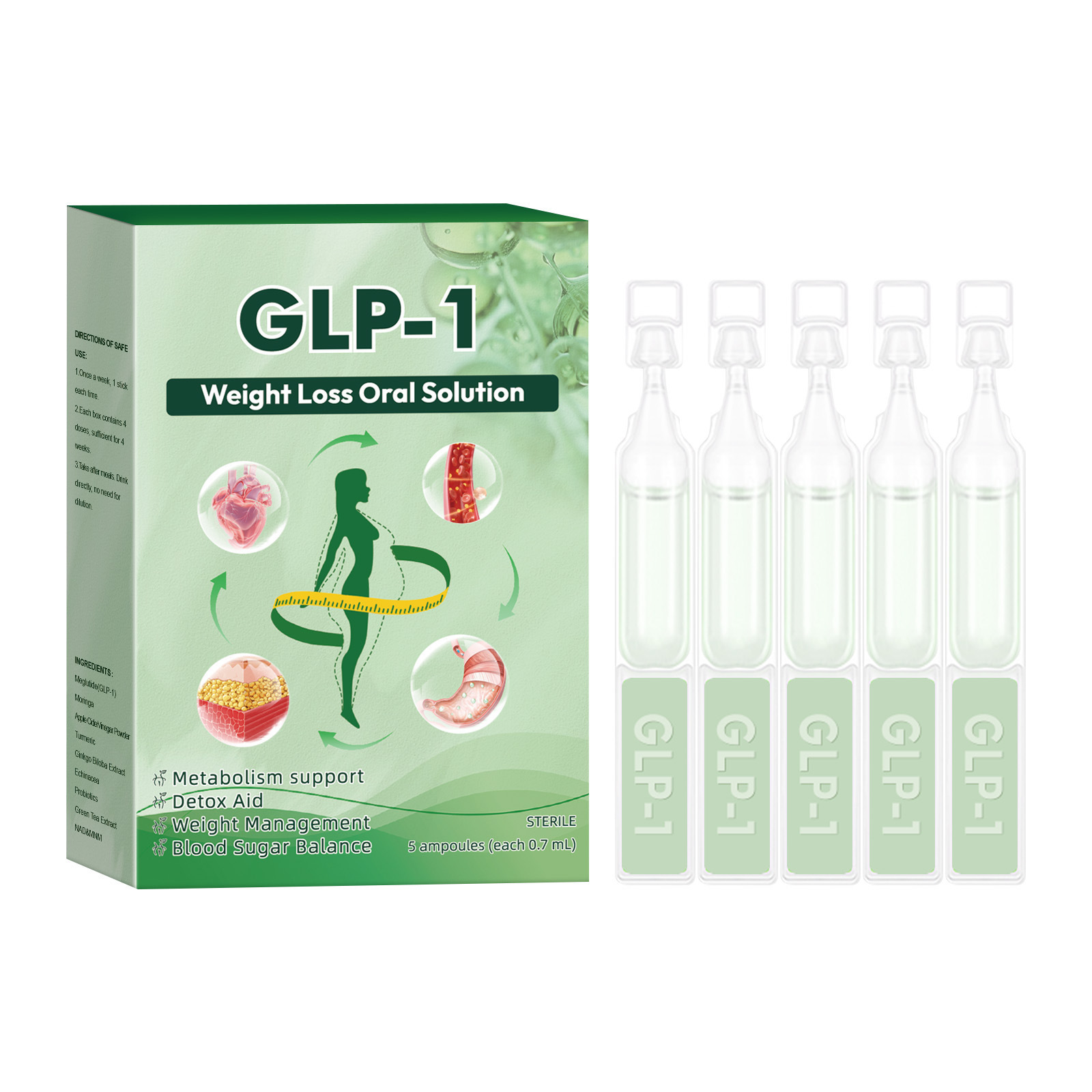 (1 Box) Body Care Supplies GLP-1 Drops Body Sliming WeightLoss Supplement