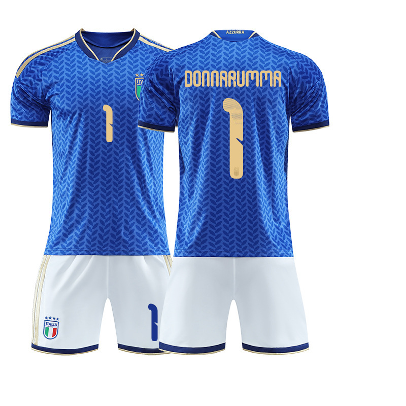 (10~11 Years) Kids Football Training Shirts Shorts Socks Football Kit Set 2026 World Cup Italy Home No.1 Donnarumma Soccer Jerseys for Boys Girls