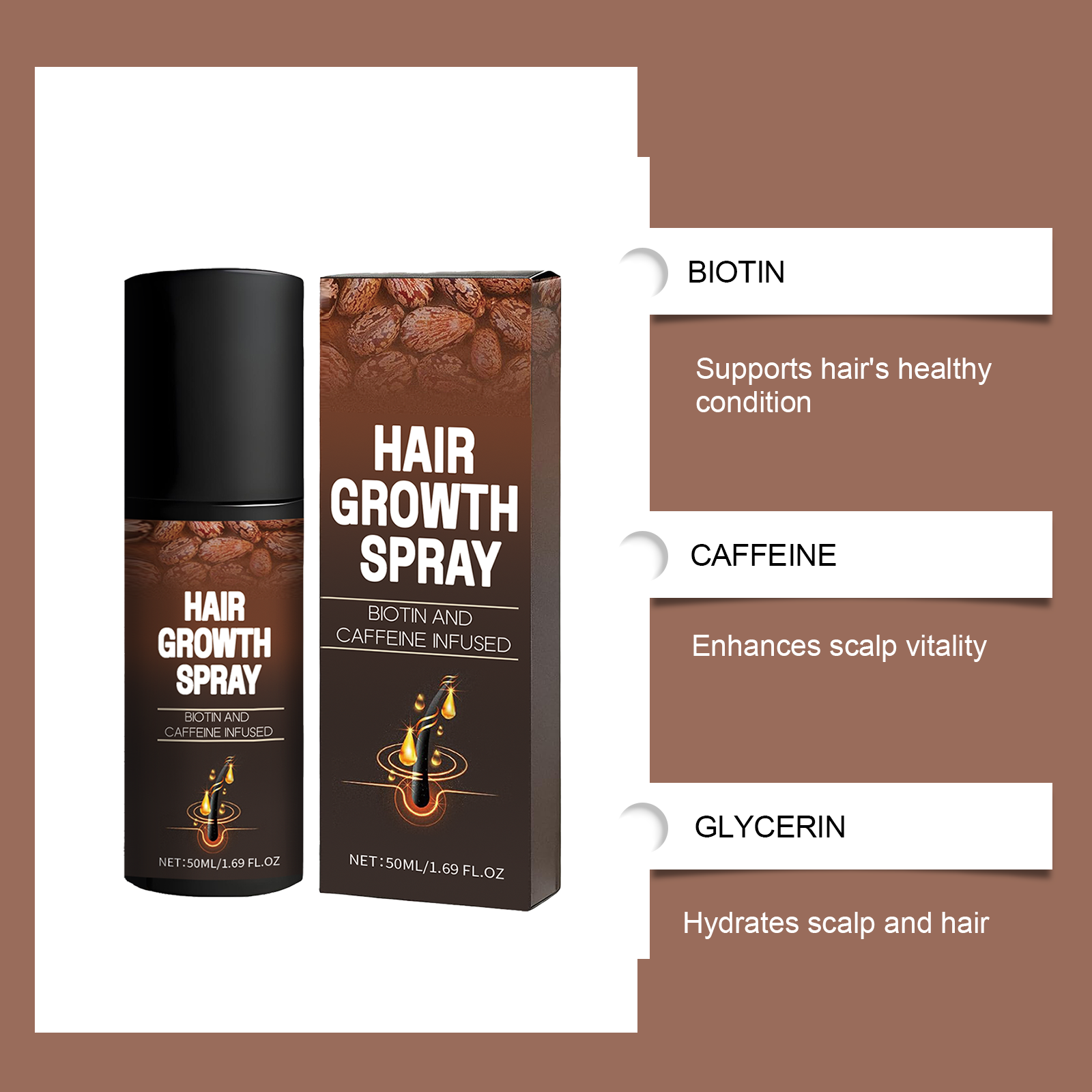 Biotin Caffeine Hair Serum Spray Deep Hydrating Nourishment Strengthen Hair Roots Reduce Hair Loss Smoothing Shiny Hair Care ﻿