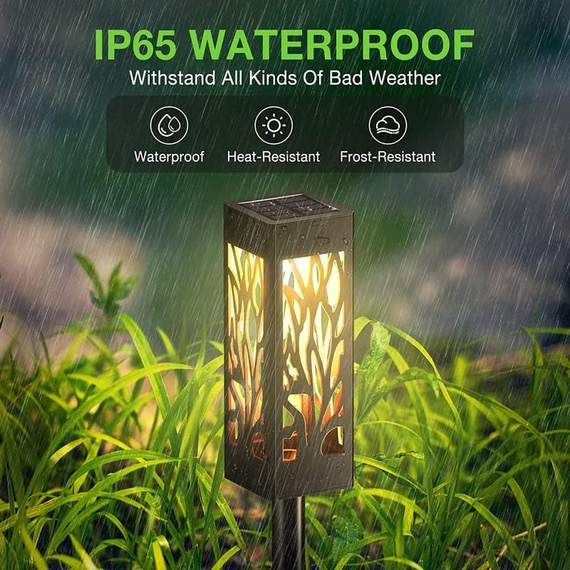 Solar Lights Outdoor Garden 6 Pack Garden Lights Solar Powered Waterproof with Warm White LED Lights Solar Garden Ornaments Outdoor for Patio Yard Pathway 