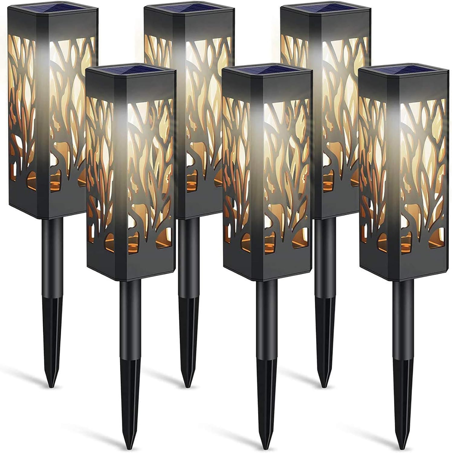 Solar Lights Outdoor Garden 6 Pack Garden Lights Solar Powered Waterproof with Warm White LED Lights Solar Garden Ornaments Outdoor for Patio Yard Pathway 