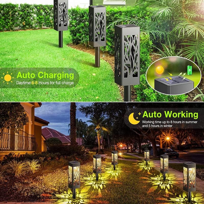 Solar Lights Outdoor Garden 6 Pack Garden Lights Solar Powered Waterproof with Warm White LED Lights Solar Garden Ornaments Outdoor for Patio Yard Pathway 
