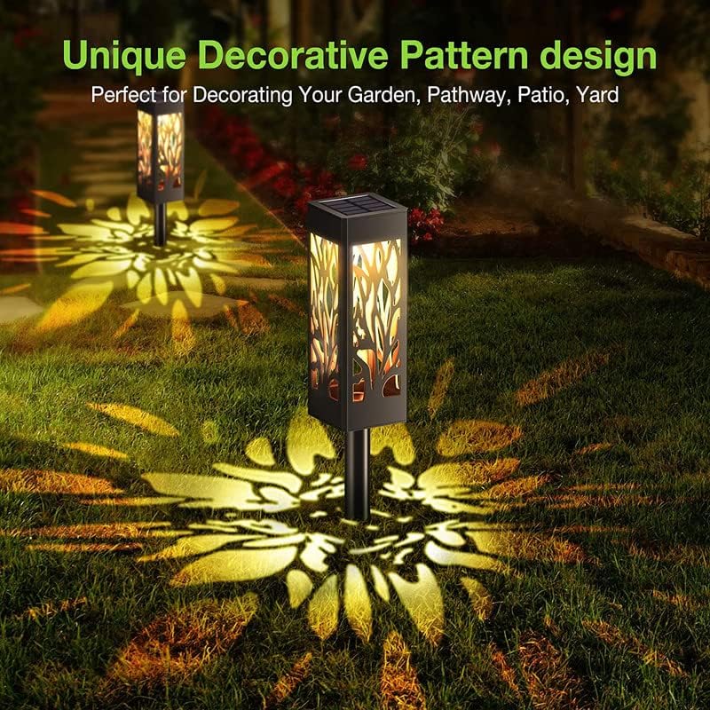Solar Lights Outdoor Garden 6 Pack Garden Lights Solar Powered Waterproof with Warm White LED Lights Solar Garden Ornaments Outdoor for Patio Yard Pathway 