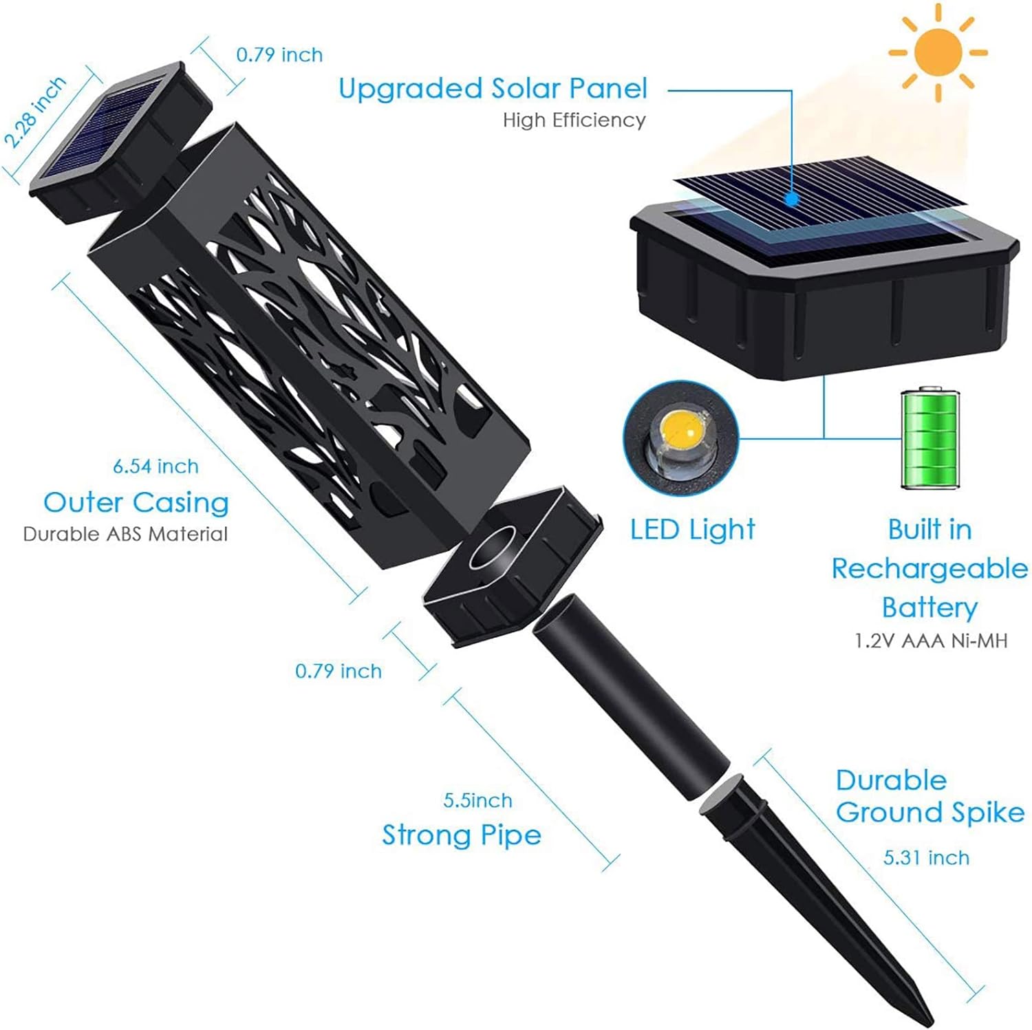 Solar Lights Outdoor Garden 6 Pack Garden Lights Solar Powered Waterproof with Warm White LED Lights Solar Garden Ornaments Outdoor for Patio Yard Pathway 