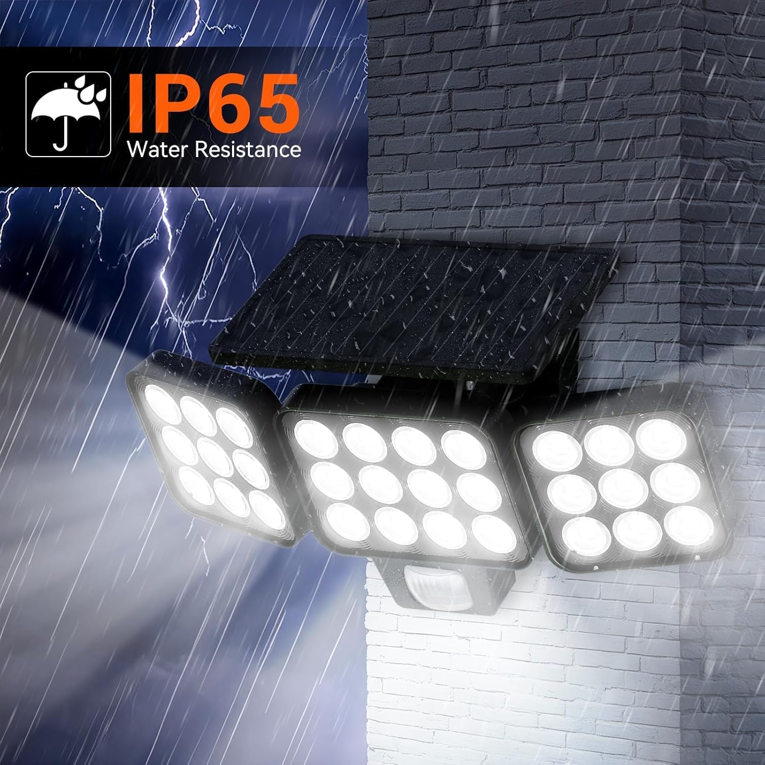 (2 pcs) Solar Security Lights Outdoor Motion Sensor 3500 LM Solar Lights Outdoor Garden with 270° Wide Illumination Angle Up to 15 Hours 3 Modes IP65 Outdoor Lights for