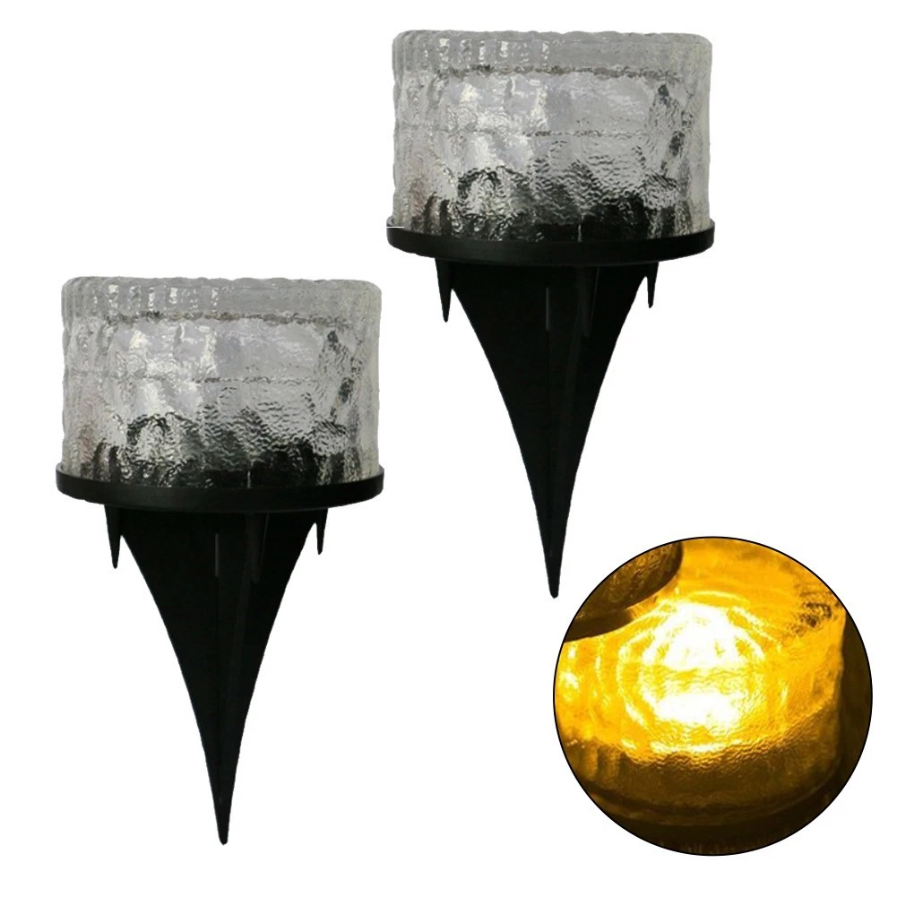 (Warm White) Solar Glass Ground Lights Waterproof with Sensor for Lawn and Garden Deck