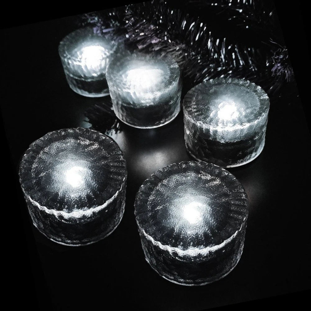 (Warm White) Solar Glass Ground Lights Waterproof with Sensor for Lawn and Garden Deck