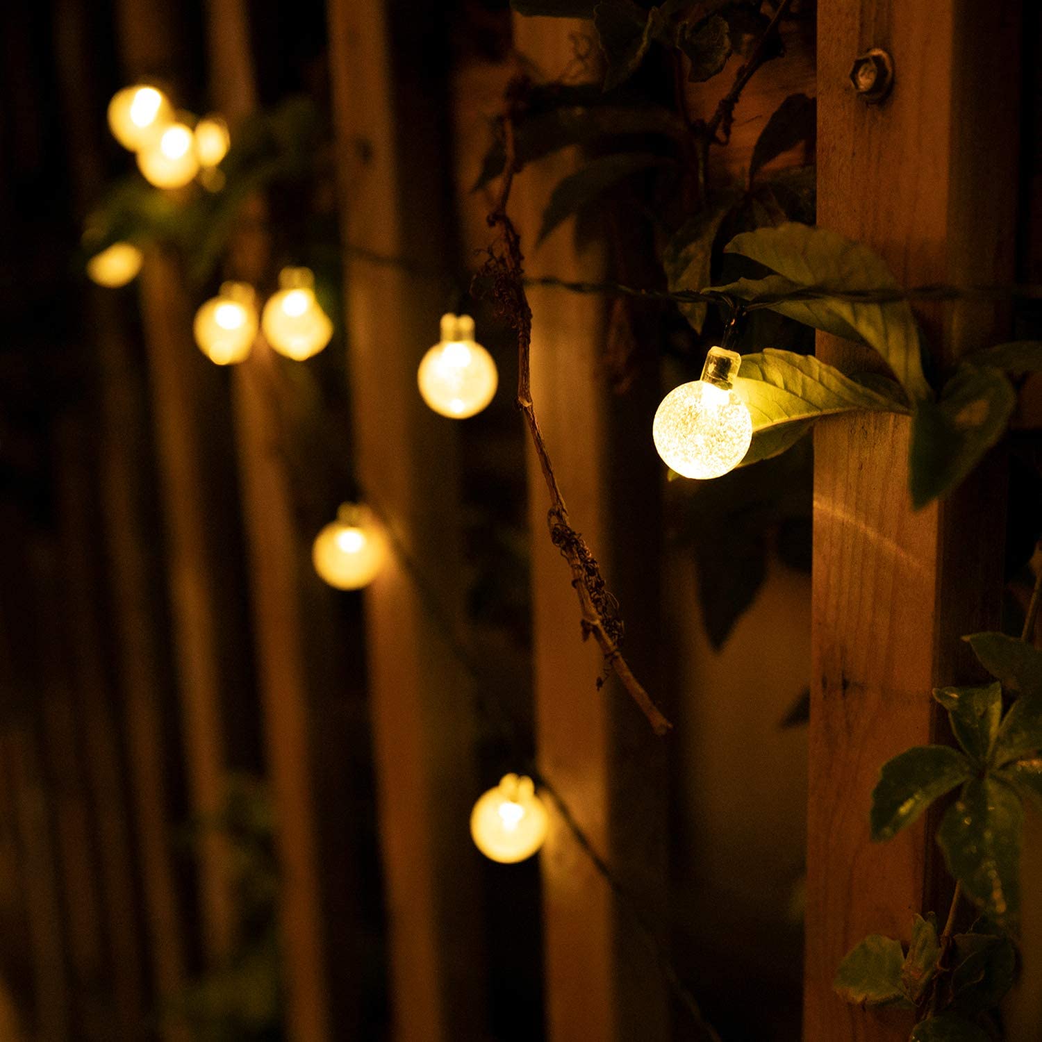 (Cool White) Solar String Lights Outdoor 200 Led Crystal Globe Lights Waterproof Solar Festoon Fairy Light for Garden Christmas Outdoor Decor