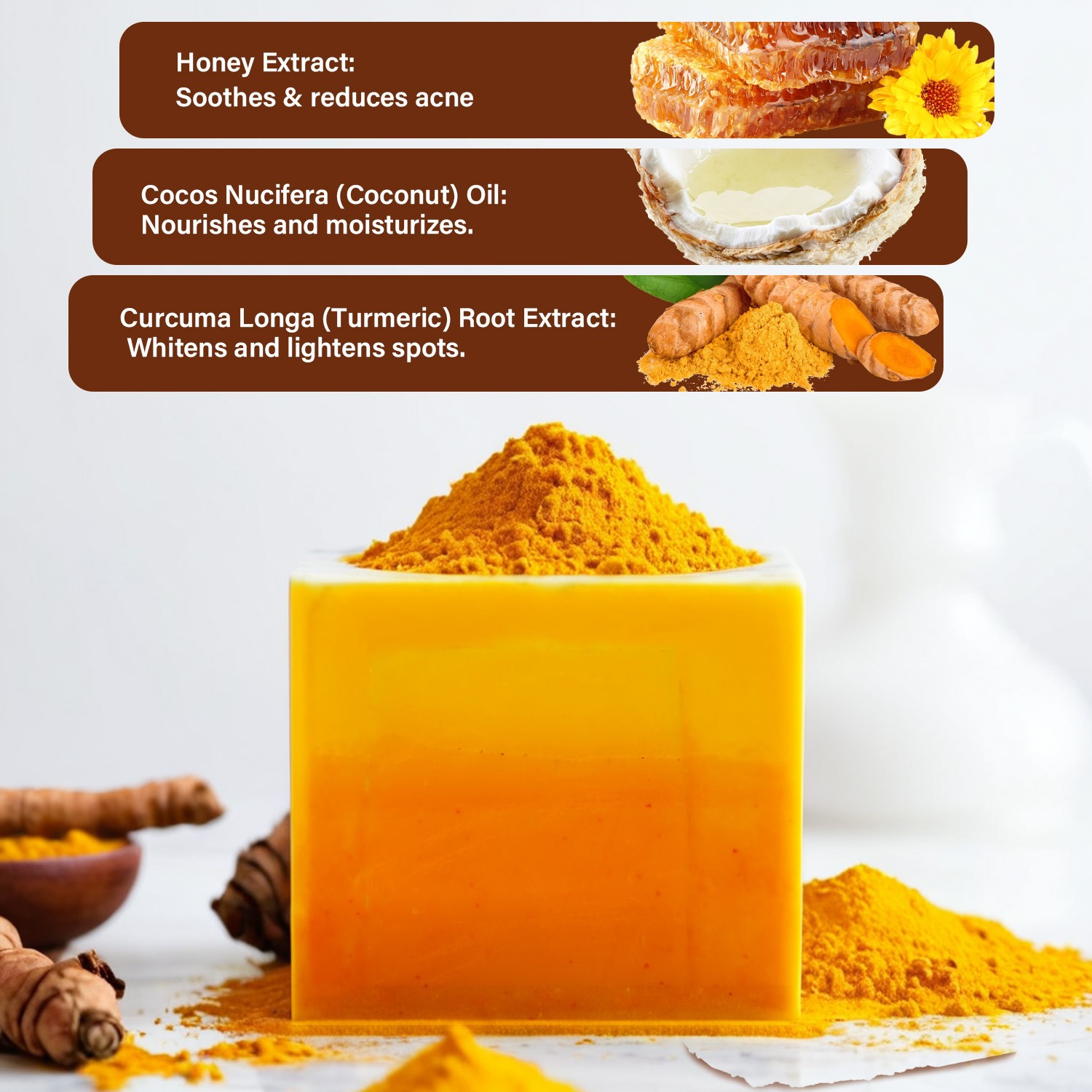 Turmeric Honey Soap Bar For Gentle Cleansing Nourishing And Skin Brightening 100g