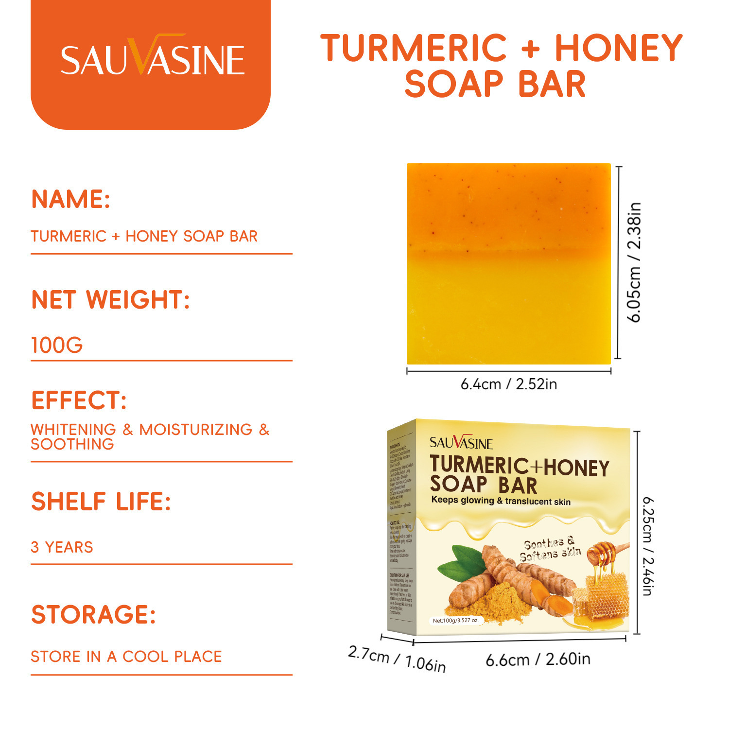 Turmeric Honey Soap Bar For Gentle Cleansing Nourishing And Skin Brightening 100g