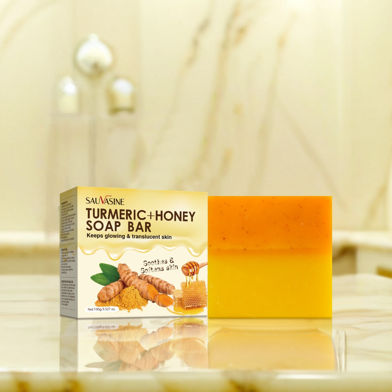 Turmeric Honey Soap Bar For Gentle Cleansing Nourishing And Skin Brightening 100g