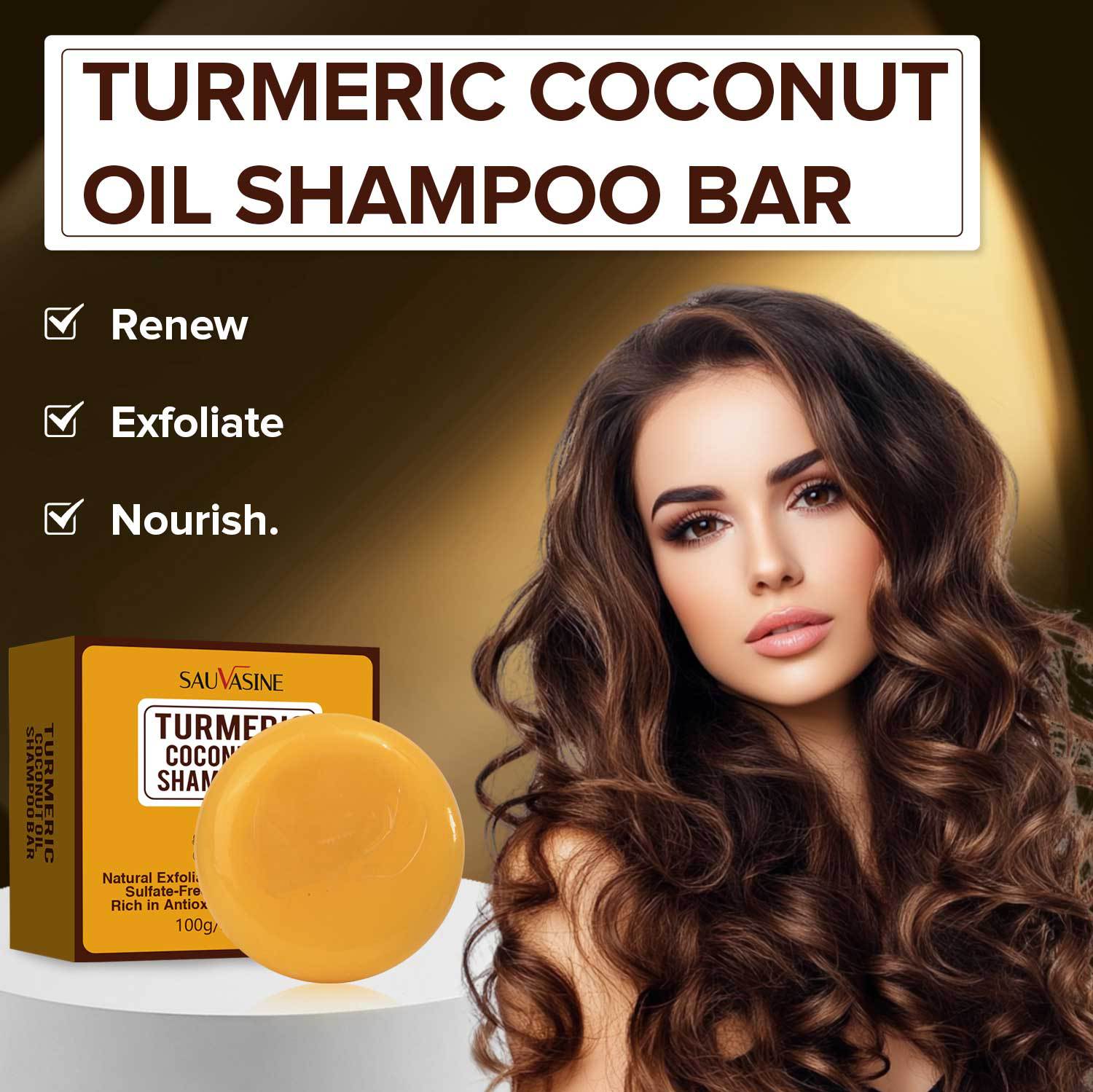 Turmeric Coconut Oil Shampoo Bar Deep Cleansing Nourishing Strengthening For Dry Damaged Hair Daily Scalp And Strand Care 100g