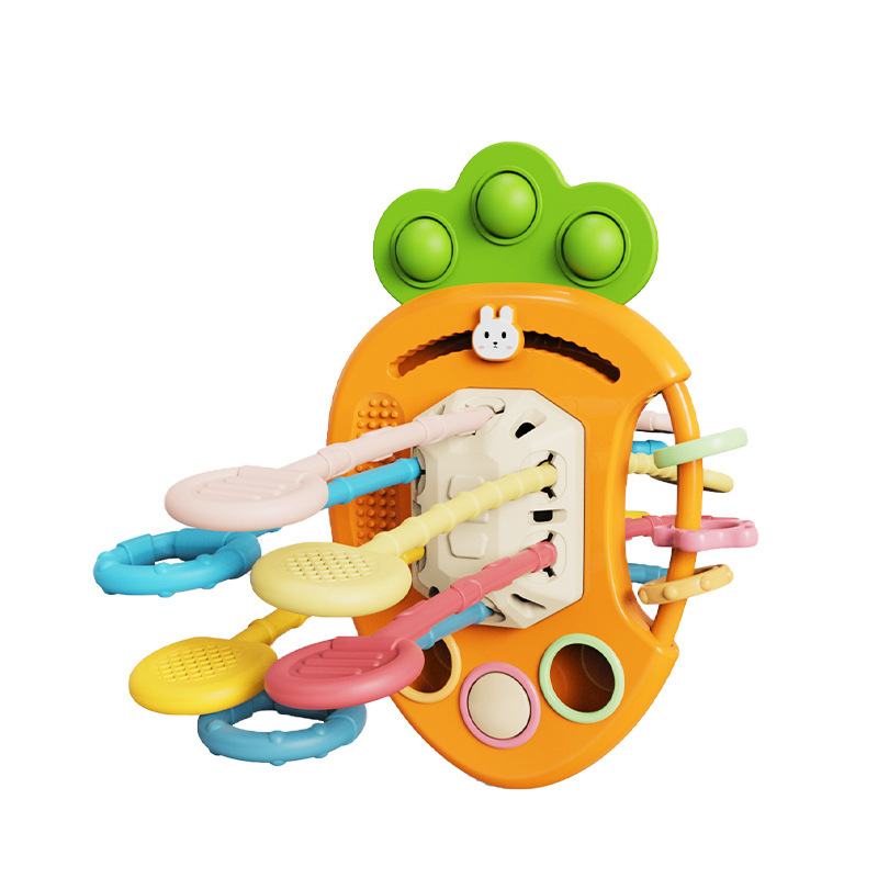 Montessori Pull String Toys Cute Rabbit Radish Babies Sensory Toys Teethers Developmental Fine Motor Skills Toys Baby Gifts