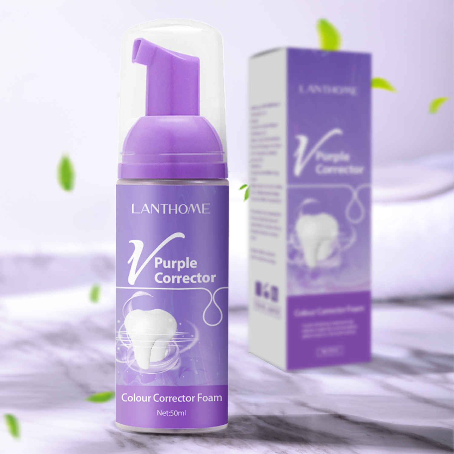 Purple Teeth Mousse Breath Freshening Stain Removal Oral Hygiene Foam Daily Care Travel Portable 50ml