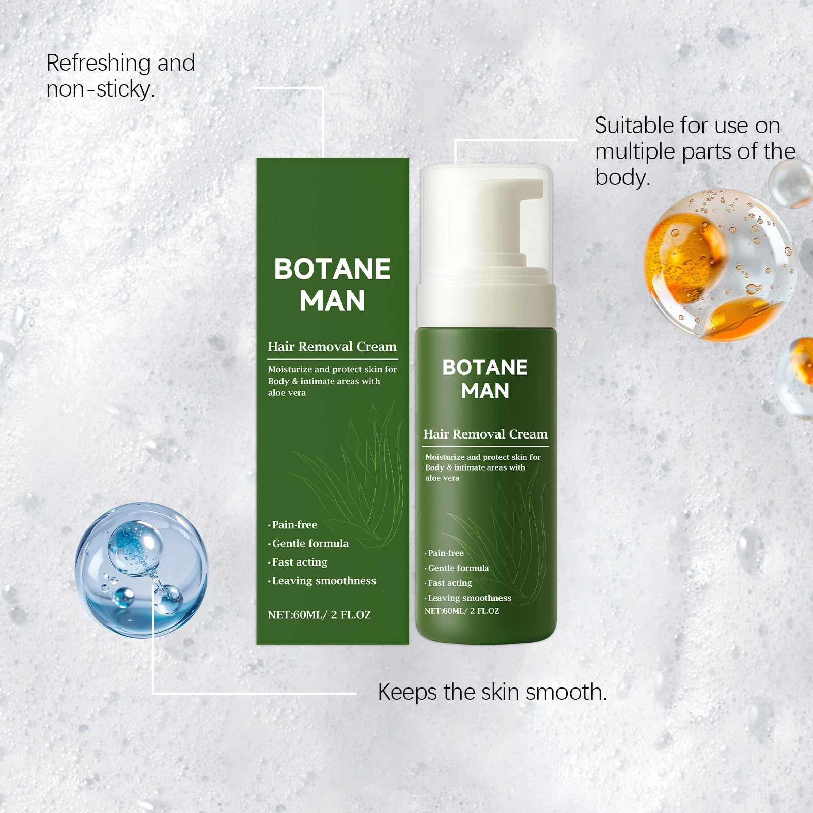 Soft Moist Mild Hair Removal Mousse Gentle Clean Body Skin Fresh Clear Hydrate Smooth Depilatory Care