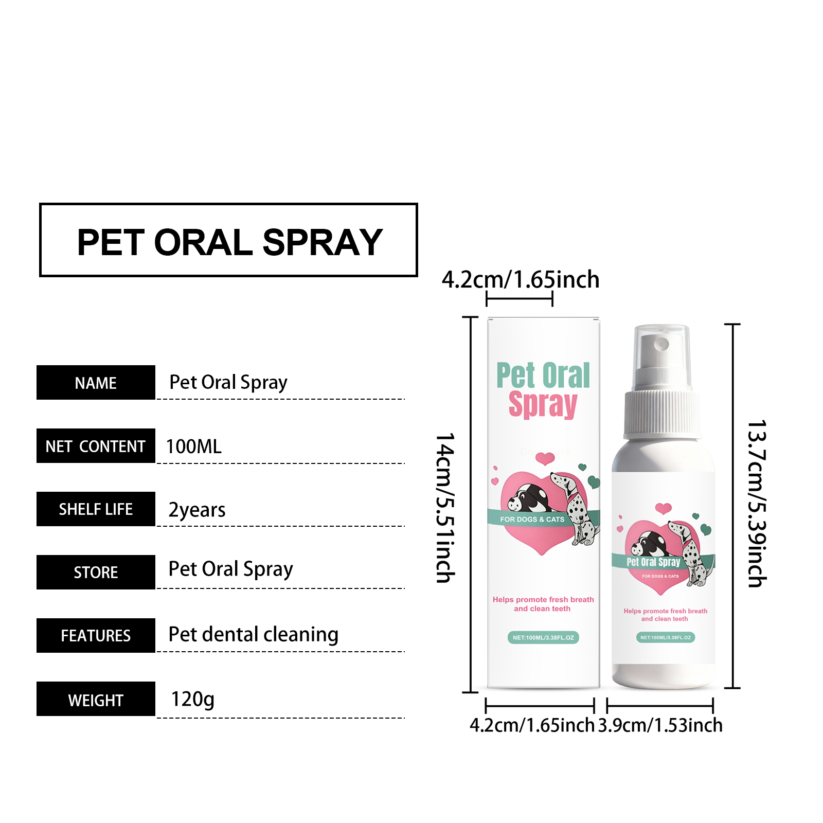 Pet Oral Spray Freshens Breath Removes Plaque Protects Gums Safely Used For Cats And Dogs All Small Domestic Pets