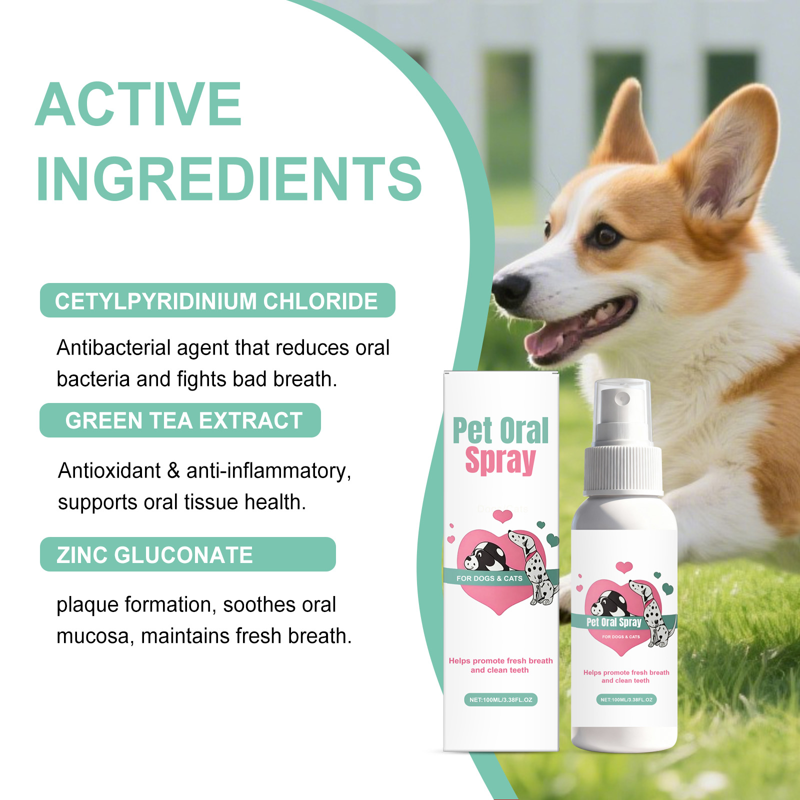 Pet Oral Spray Freshens Breath Removes Plaque Protects Gums Safely Used For Cats And Dogs All Small Domestic Pets