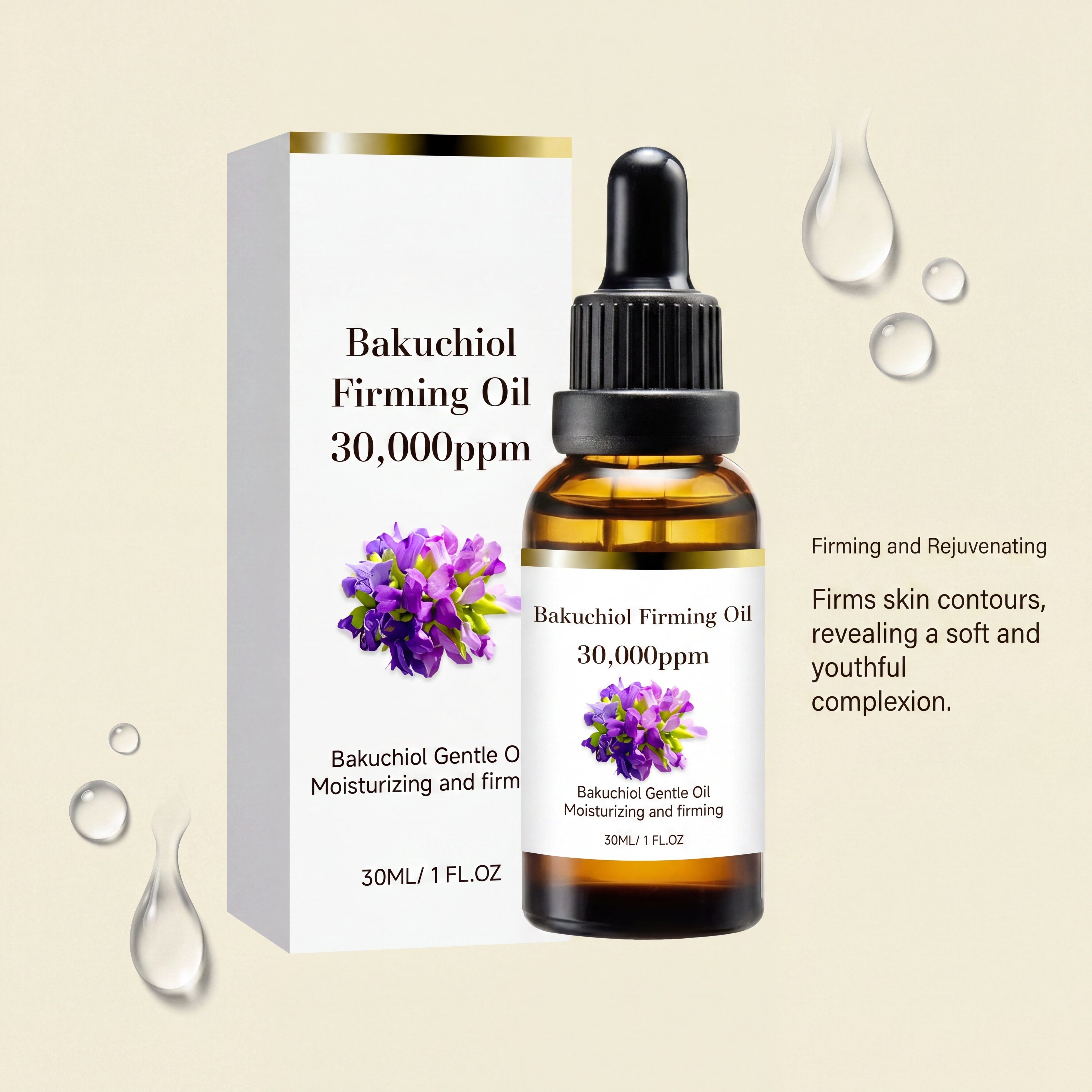Bakuchiol Moisturizing Softening Essential Oil Mild Nourish Skin Elastic Plump Smooth Fine Lines Light Absorbable Body Use