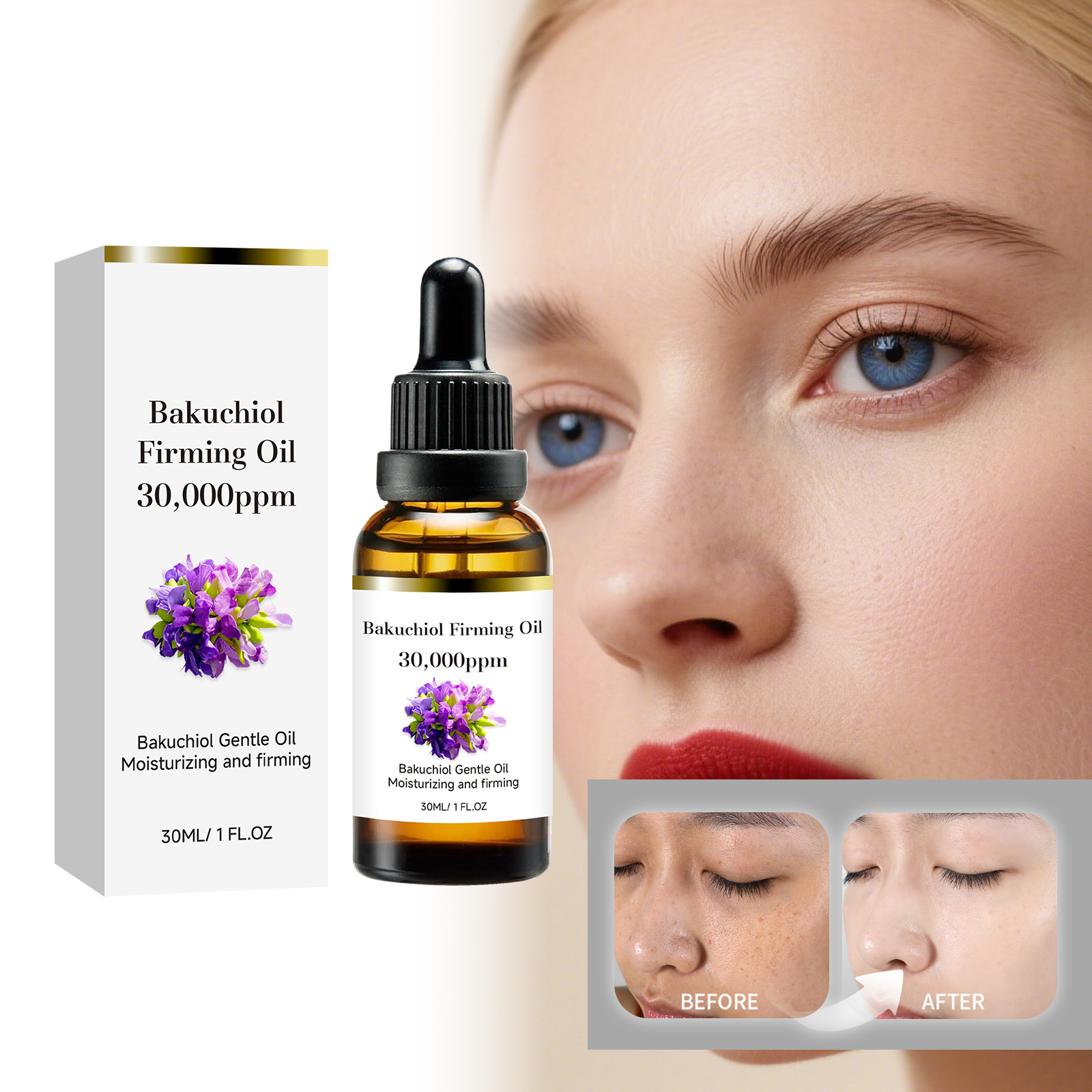 Bakuchiol Moisturizing Softening Essential Oil Mild Nourish Skin Elastic Plump Smooth Fine Lines Light Absorbable Body Use