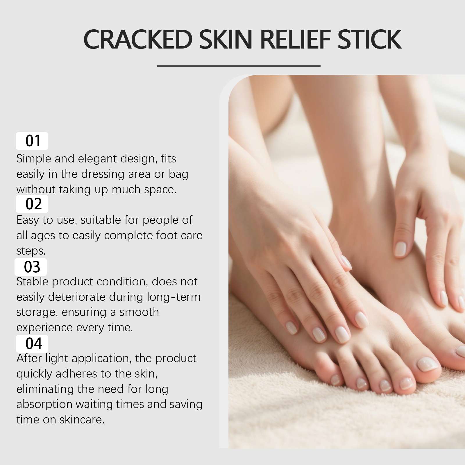 Moisturizing Foot Care Stick Hydrated Non Sticky Humectant Silky Protect Skin Massage Feet Soft Smooth Nourish