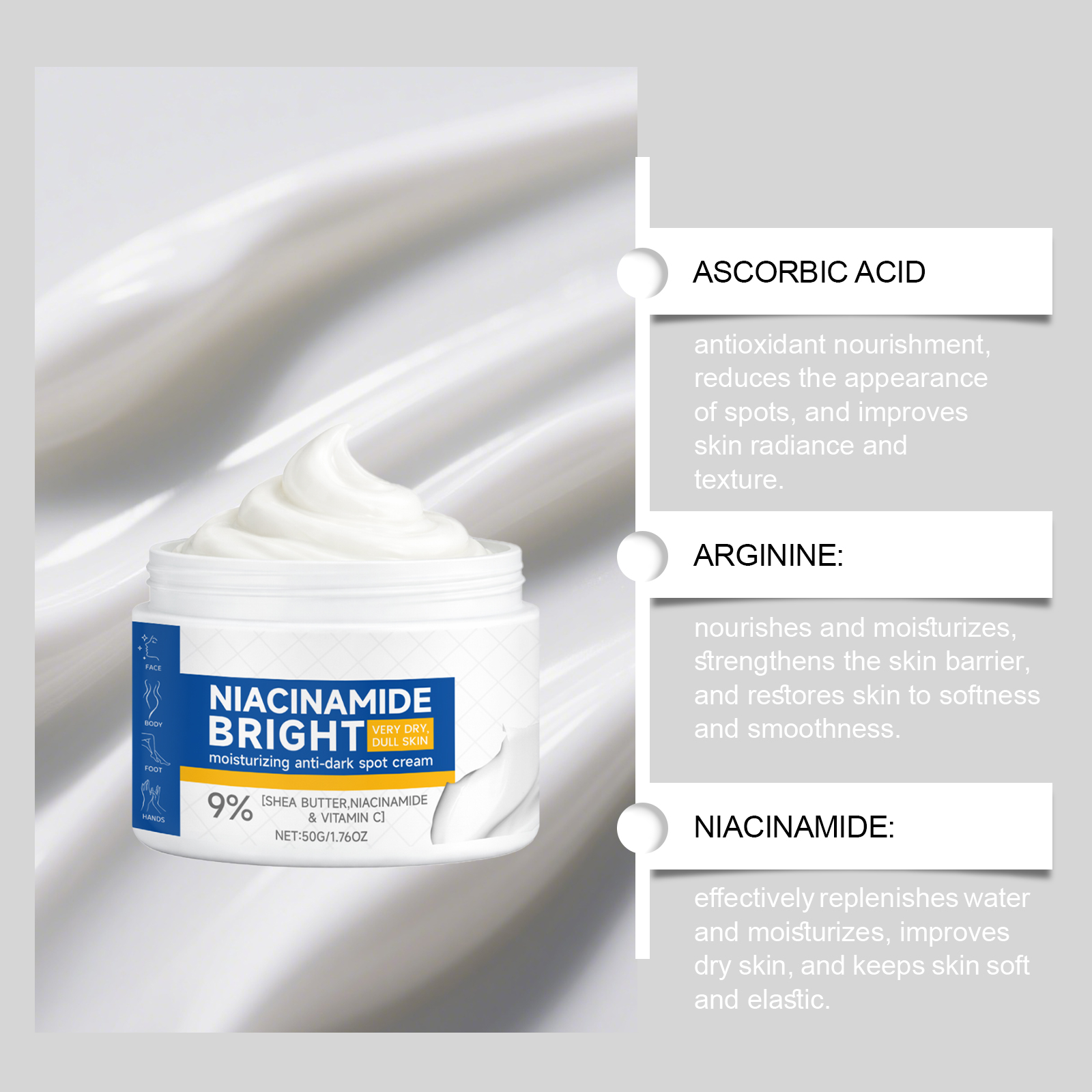 Moisturizing Cream Light Texture Mild Hydrating Softening Brightening Smooth Glossy Gentle Nourish Face Body All Skin Daily Care