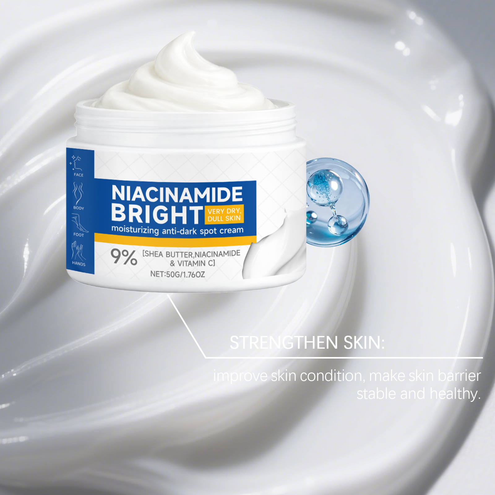 Moisturizing Cream Light Texture Mild Hydrating Softening Brightening Smooth Glossy Gentle Nourish Face Body All Skin Daily Care