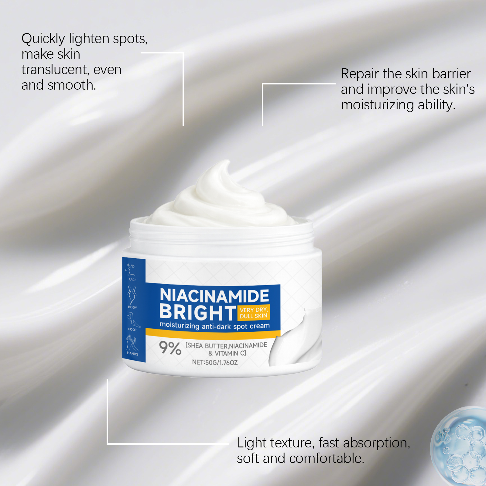 Moisturizing Cream Light Texture Mild Hydrating Softening Brightening Smooth Glossy Gentle Nourish Face Body All Skin Daily Care