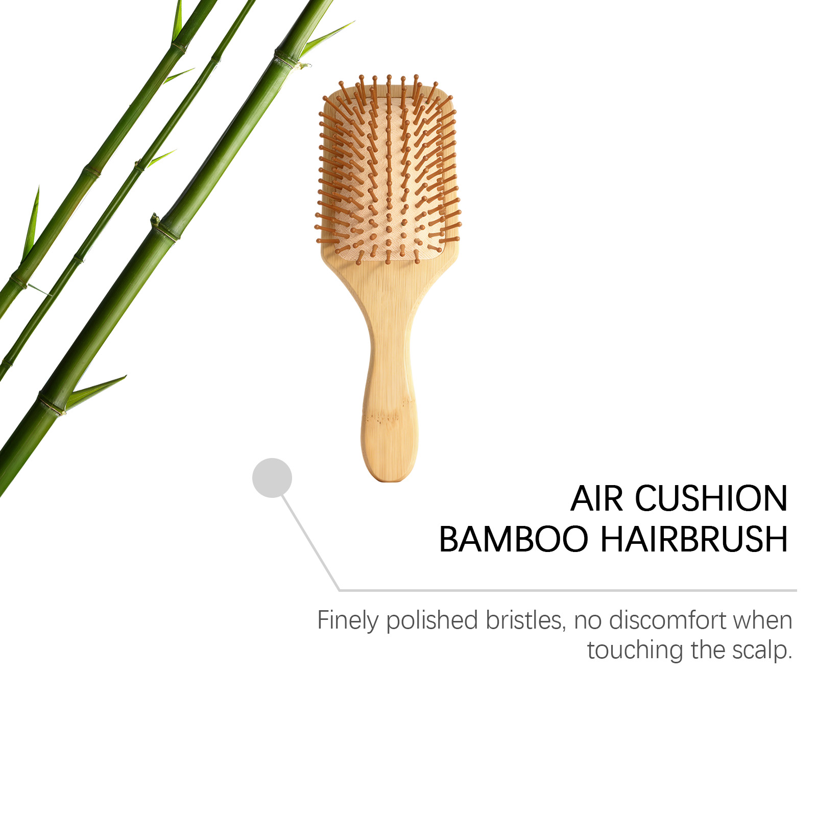 Air Cushion Bamboo Hair Comb Natural Wood Material Lightweight Sturdy Comfortable Scalp Massage Hair Care Daily Head Skin Nourishing
