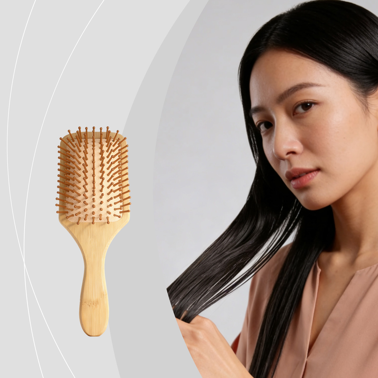 Air Cushion Bamboo Hair Comb Natural Wood Material Lightweight Sturdy Comfortable Scalp Massage Hair Care Daily Head Skin Nourishing