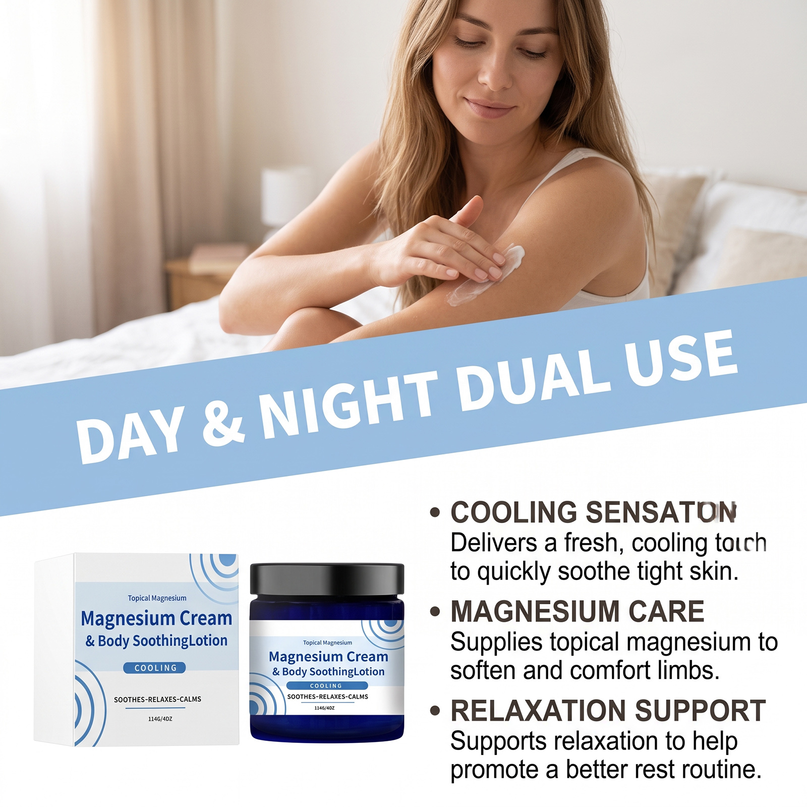 Cool Magnesium Cream Moisturizing Refreshing Comfortable External Smear Care Joint Knee Daily Massage Relax Protect