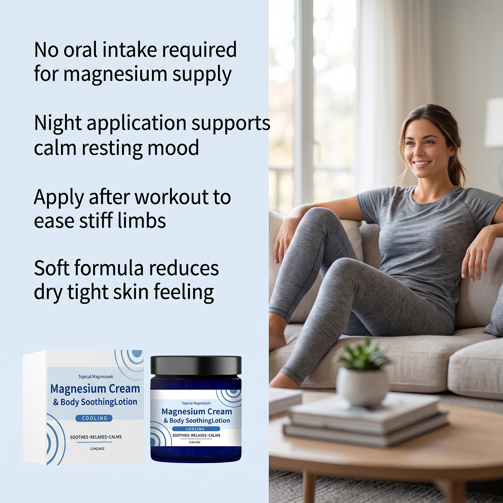 Cool Magnesium Cream Moisturizing Refreshing Comfortable External Smear Care Joint Knee Daily Massage Relax Protect