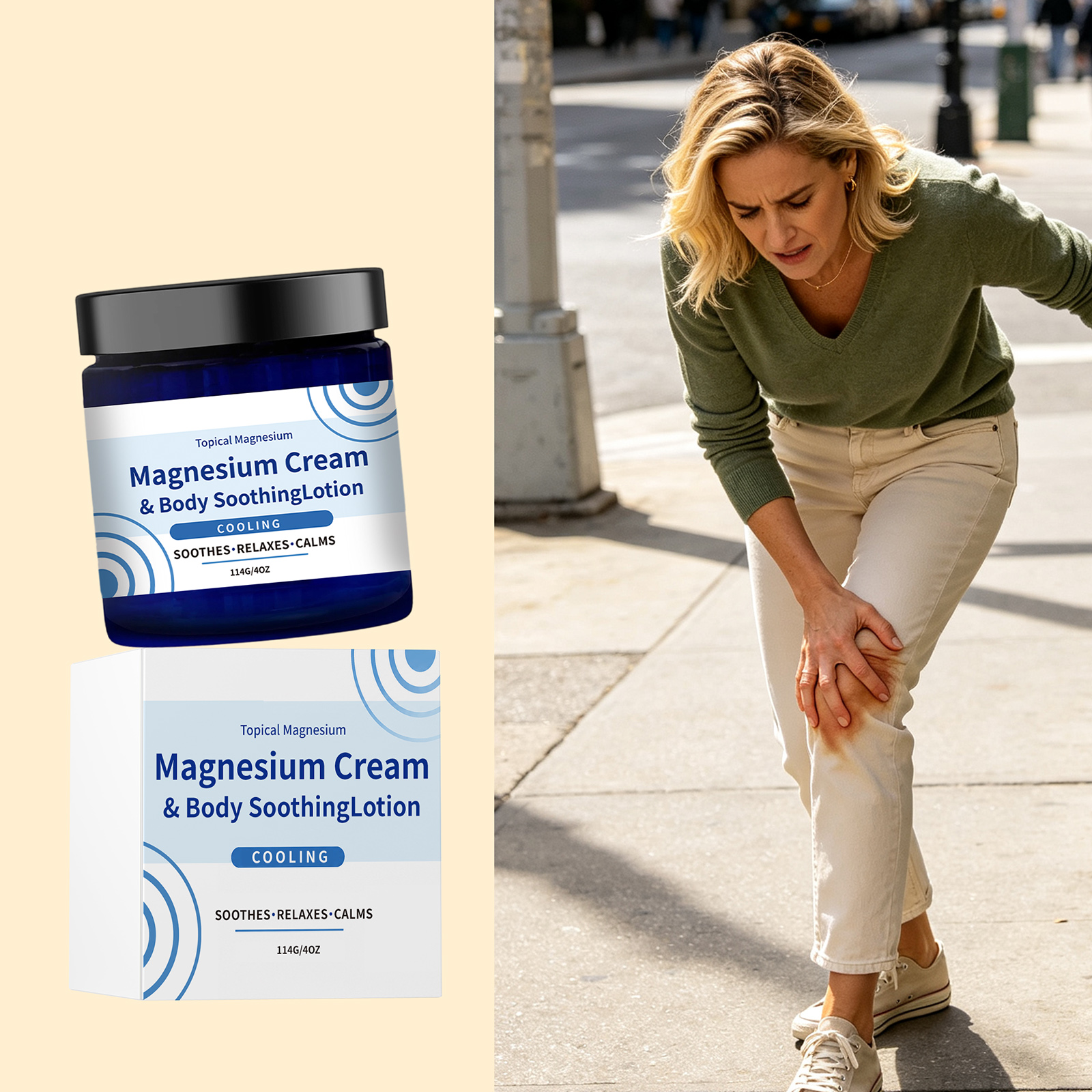 Cool Magnesium Cream Moisturizing Refreshing Comfortable External Smear Care Joint Knee Daily Massage Relax Protect