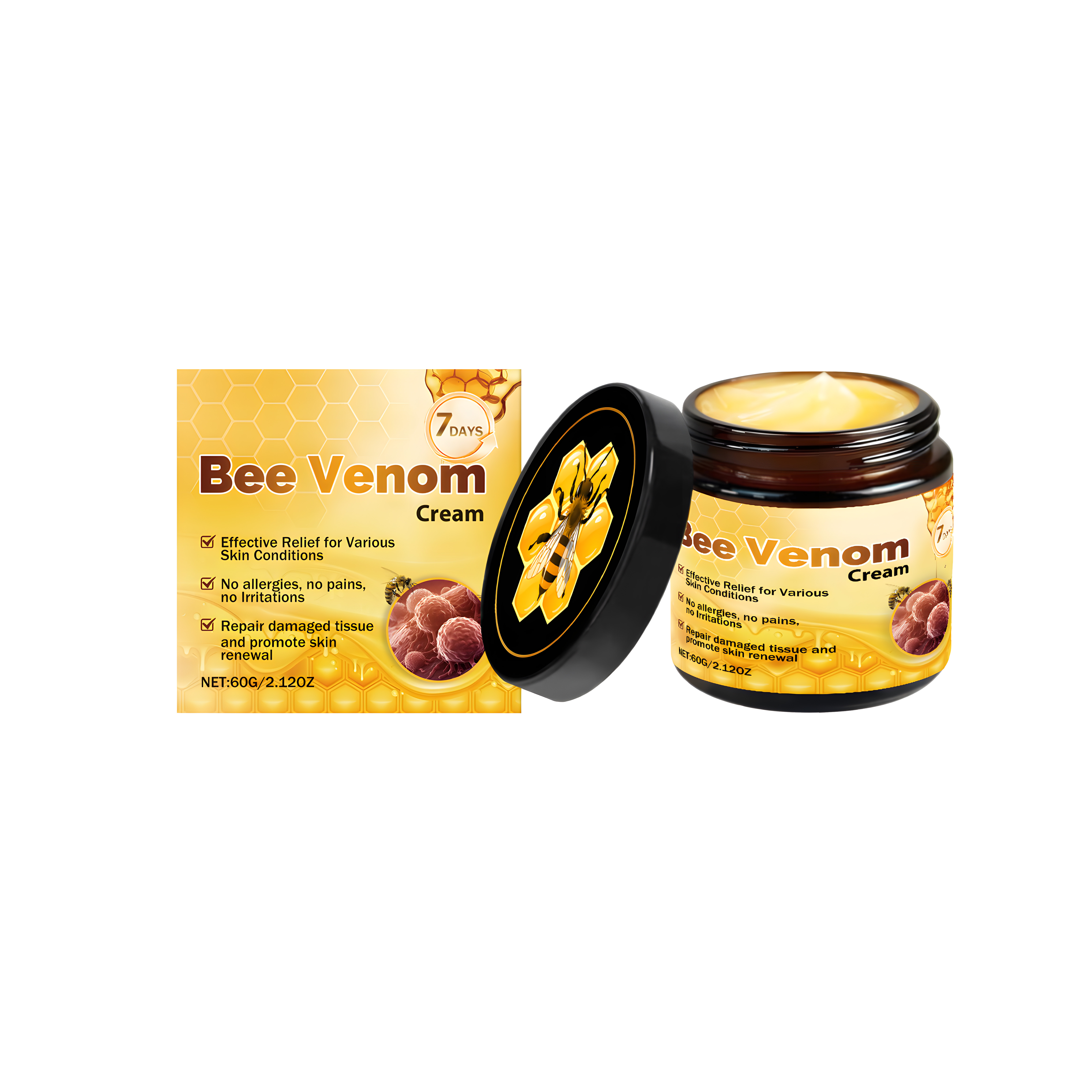 Bee Venom Care Cream Mild Moist Hydrate Smooth Tender Body Tissue Daily External Apply